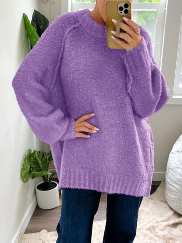 Image of Saodimallsu Womens Oversized Sweater Fuzzy Long Sleeve Casual Tunic Sweater