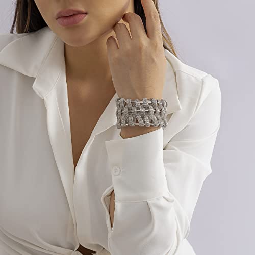 Rhinelife Unique Gold Cuff Bangle Bracelets- Exquisite Craftsmanship Cable Bracelet Suitable For Commuting, Festivals And Parties (Silver 1) #TOP1
