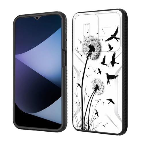 wiaekosef for Galaxy A26 5G Case Built in Slide Camera Lens Cover,Heavy Duty Shockproof Protection Dual Layer Case for Samsung Galaxy A26 5G 6.7" 2025,Dandelions and Birds