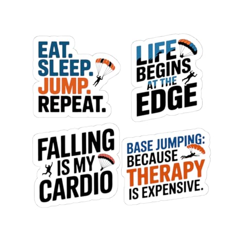 Base Jumping Sticker Pack – 4 Parachute Decals for Skydivers