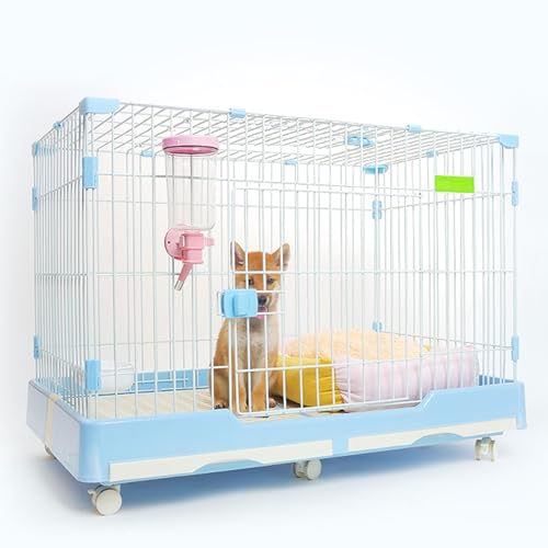 Haustierkäfig, Hundekäfig aus Metall mit abschließbaren Türen & herausnehmbarer Kunststoffwanne, Hundehütte für kleine bis mittelgroße Hunde und Katzen
