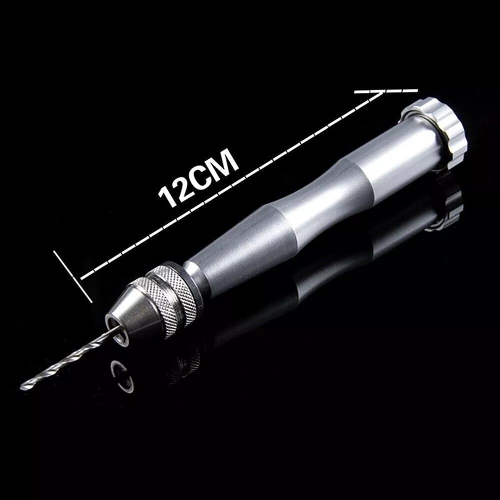 Mini Aluminum Pin Vise Hand Push Drill Chuck For Jewelry Tool + 10PCS Micro Bits