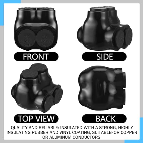 Saysurey Insulated Multi Cable Connectors 2 Port Single Entry Splice Electrical Power Connector Black Interconnect Terminals Pre Filled (20 Pcs,2-14 Awg Wire Range) - Thumbnail 5