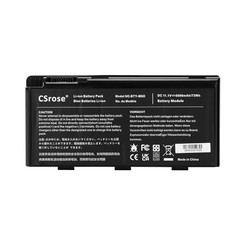 Specifiche: modello: BTY-M6D; tipo: batteria ricaricabile ai polimeri di litio; tensione: 11,1 V; capacità: 73 Wh/6600 mAh; numero di celle: 9 celle; durata della batteria: fino a 1000 cicli di ricarica per tutta la durata della batteria.