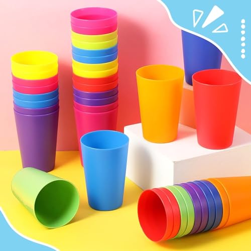 KAHEIGN 36Pcs Reusable Plastic Cups, 250ml Children’s Kids Durable Plastic Drinking Cups Tumblers Set for Kitchen Outdoor Parties Picnics BBQ’s Travels (6 Bright Colors) - Image 5