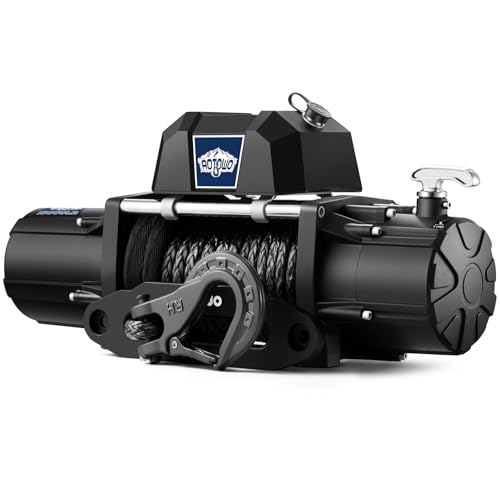 AOTOWO Winch 13000LB Capacity Electric Winch Kit Synthetic Rope, 12V