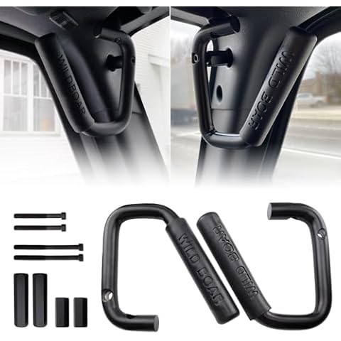 MEALAM Front Grab Handle Kit Aluminum Alloy Grab Bar for 2007-2018 Jeep Wrangler JK JKU Rubicon Sport Sahara (Black) Cover
