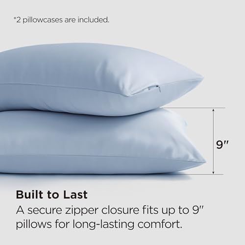Image of Bedsure Zipper Pillow Cases Standard Size from Rayon Derived from Bamboo | Cooling Pillowcase for Hot Sleepers, Soft & PureWoven Pillow Covers, Gift, Light Blue, 20x26 Inches