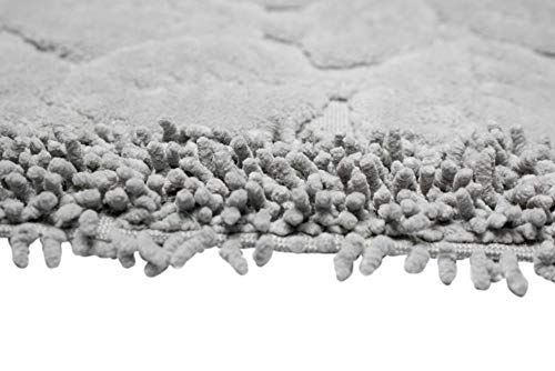 CARPETIA Badematten Set 2-teilig - waschbar - Blätterdesign Sandfarben, Größe 50x60cm + 60x100 cm – Bild 5