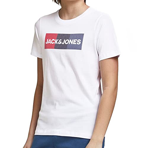 Jjecorp Logo tee S Crew Neck Noos Jr Camiseta, Blanco/Detalle: Play, 140 para Niños