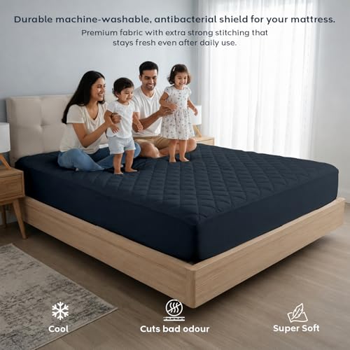Image of Ayka 100% Waterproof Cotton Quilted Mattress Protector Double Size Breathable Hypoallergenic Noiseless Ultra Soft Fitted Bed Protector 72x48 inch Mattress /Bed Cover (Charcoal, Double (72x48))
