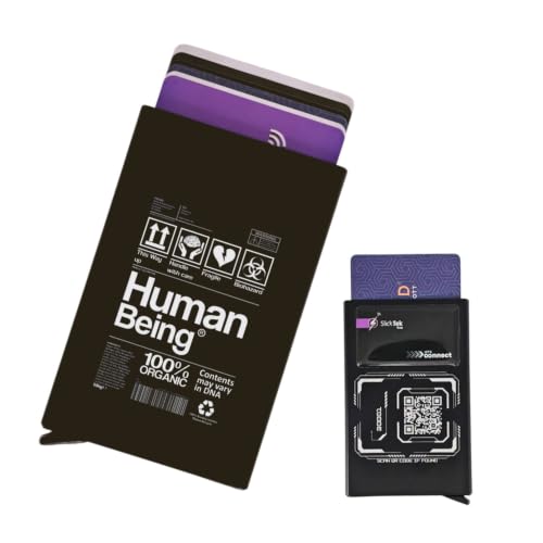 Image of Zip-Tap NFC Digital Contact Sharing Wallet Black Metal Laser Engraved Cyberpunk Design with Software Included RFID Blocking Core