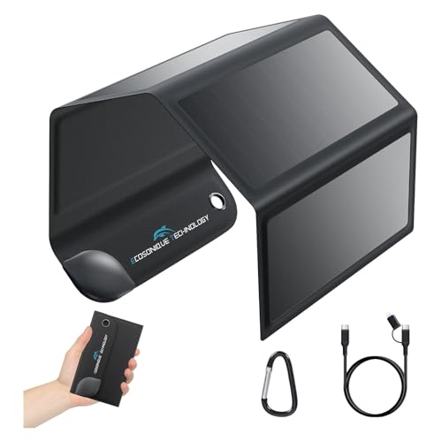 Ecosonique 8W Portable Solar Chargers 5V USB-C Small Power Emergency Foldable Solar Panels for Camping Hiking Backpacking for Phones Smart Watches Fans Flashlight Small Power Banks Battery Packs