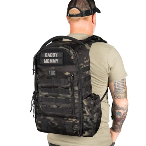 Image of Tactical Baby Gear Daypack Tactical Diaper Bag Backpack for Dads - MOLLE compatible, Built-in Changing Mat, Stroller Straps (Multicam Black 4th Gen)
