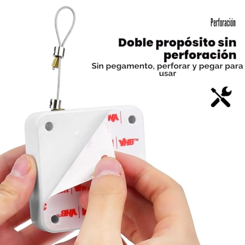 Miniatura 7 de Doduos 2 Unidades De Cierrapuertas Automáticas, Blanco Cierre Automático Con Cordón, Cierrapuertas Sin Necesidad De Taladrar, Abridor Automático De Puertas Para Puertas Interiores