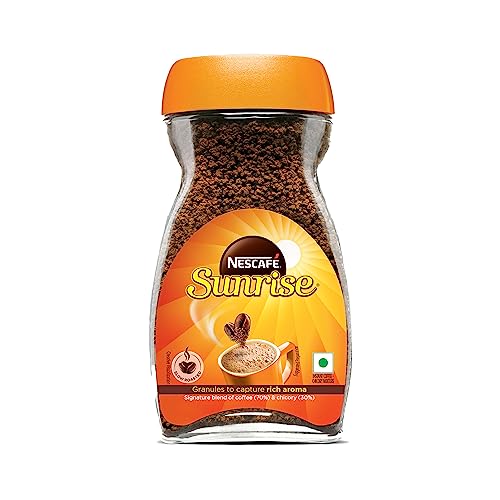 Image of Sunrise Instant Coffee Powder by Nescafe | Rich Aroma for the perfect start to your day | Coffee Chicory-Mix | 90g Jar (Pack of 3)