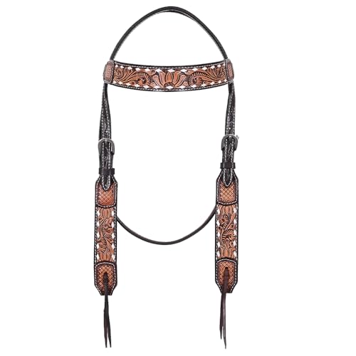 HILASON Western Horse Headstall American Leather Dark Brown Harness | for Horses