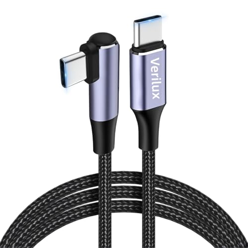 Image of Verilux 9.8FT Right Angle C Type Charger Cable, PD 100W Type C Cable Fast Charging, 480Mbps Data Cable C Type Fast Charging, Nylon Braided USB C Cable for iPhone 17 /16 /15, Galaxy 25 /24