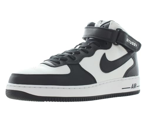 Nike メンズ エアフォース 1 ミッド DJ7840 002 Stussy - ライトボーン ブラック - サイズ, ブラック/ホワイト, 9