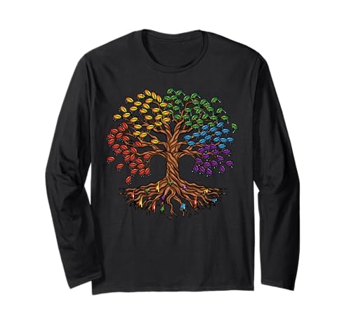 Tree of Life arcoiris acuarela lgbt bandera orgullo gay mes Manga Larga
