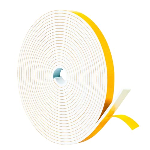 Image of Yotache Weather Stripping Door Seal Strip White 3 /8 inch x1 /8 inch, 26Ft Length | Foam Insulation Tape, Gasket for Door Frame and Windows