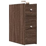 Owoxanthellate Schmaler Badschrank Rollbar 21,5x50x60 cm Braun Eichen-Optik Holzwerkstoff Stauraumkommode mit Rädern für Bad Küche Büro Flur Aufbewahrungsmöbel