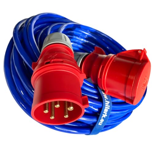 Hilark - Cable alargador de Poliuretano H07BQ-F 5g2,5 mm (5x2,5 mm2) para Obras, Industria, Exterior 400V, 16A (50 Metros, Azul)