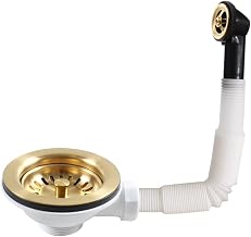 Talea SUS304 Stainless Steel Brushed Gold Color Brushed Basket Waste Basket For Kitchen, Round Overflow, Sink Waste Kit Accessories xk186c061-k