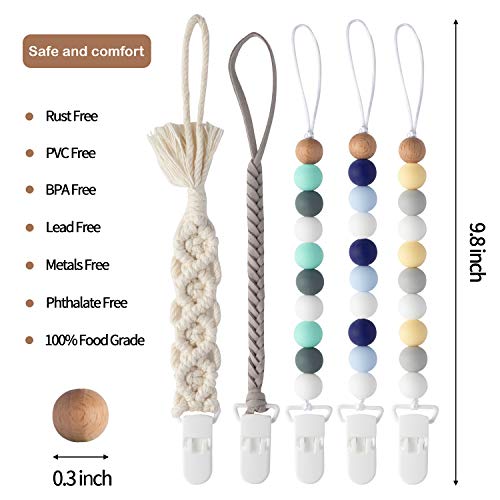 image for R HORSE 5 Pcs Silicone Pacifier Clip for Babies 9.8'' Infant Pacifier 