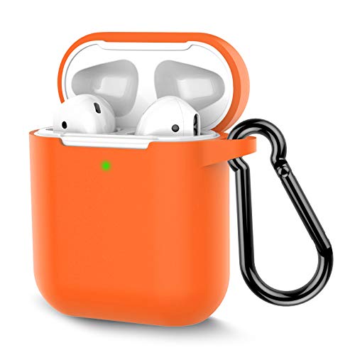 Coffea Protective Silicone Case with Keychain for Apple AirPods 2 (Vibrant Orange)