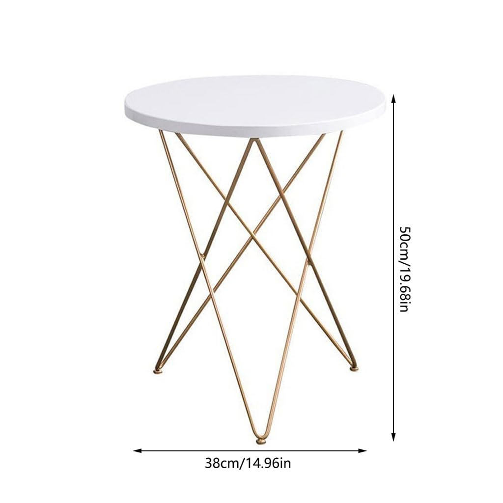 eexbz Sofa Nordic Side Table Iron Gold Small Round Table Solid Wood Round Small Coffee Table Creative Leisure Corner Side Table Sofas for Living Room