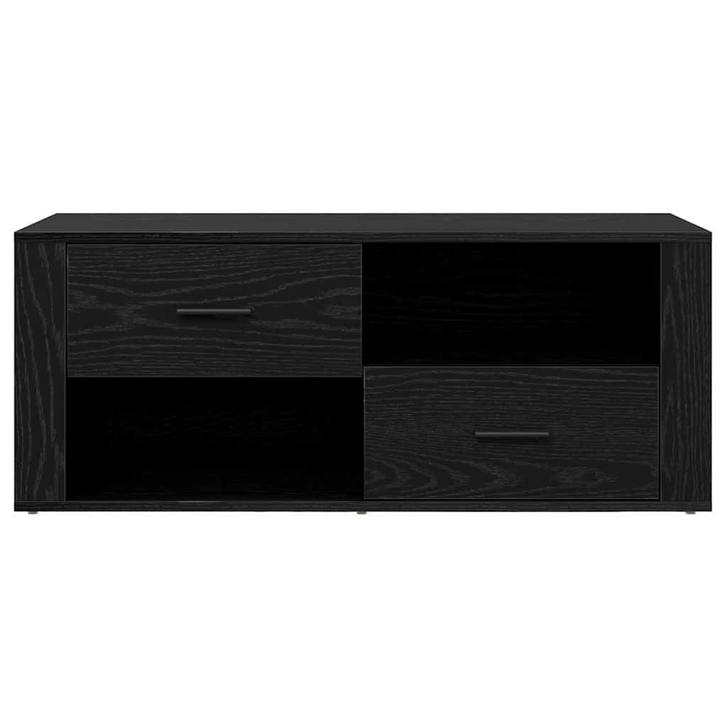 TV Lowboard Schwarz Eiche 100 x 35 x 40 cm Holzwerkstoff mit Schublade Modernes Design Kugellager Robust & Langlebig für Wohnzimmer Flur Schlafzimmer