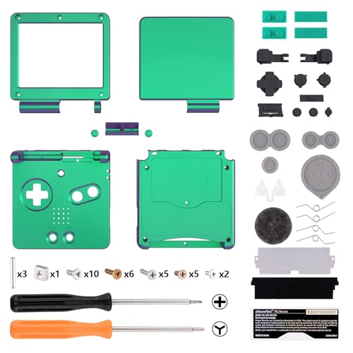 IPS Ready Upgraded eXtremeRate Chameleon Green Purple Custom Replacement Housing Shell for Gameboy Advance SP GBA SP – Compatible with Both IPS & Standard LCD – Console & Screen NOT Included