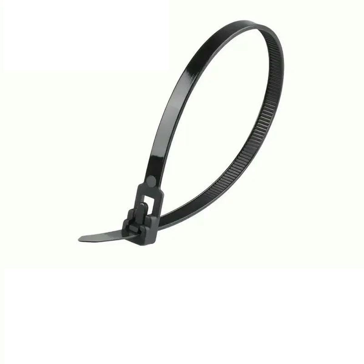 100Pcs Reusable Nylon Cable Ties, Removable Lock Loop, Recyclable, Mixed Colours, Black & White-100pcs black-4x150mm