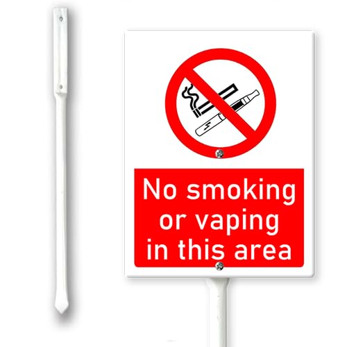 No smoking or vaping in this area Yard Sign with Stake 7 x 8.8 inch Aluminum Sign,Easy to Install,Warning Signs Outdoor Use
