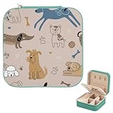 Joyero pequeño de piel sintética con espejo, estuche de viaje portátil para pulsera, aretes, accesorios de viaje para mujer, regalos prácticos, ideas de regalo