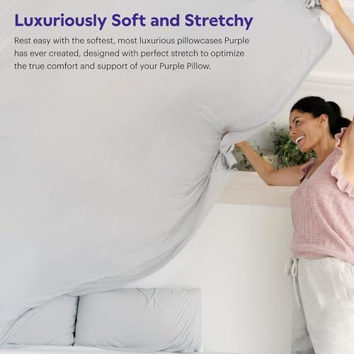 Image of Purple SoftStretch Pillowcase, Travel Size, Moisture-Wicking, Morning Mist, Light Blue