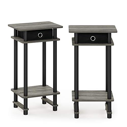 Image of Furinno Turn-N-Tube Set of 2 Toolless 3-Tier Side Table, French Oak