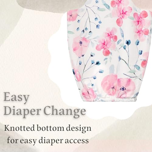 Newborn Baby Sleeper Gown with Hat Knotted Gown Nightgown Coming Home Outfits for Baby Girl 2 Pieces Set4