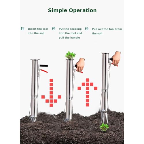 Trapiantatore di bulbi in acciaio inox per piantare facilmente verdure e meloni, strumento da giardino con manico lungo per piantine