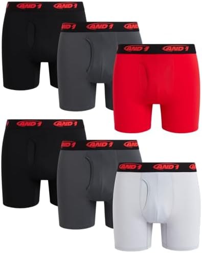 AND1 Mens Boxer Briefs - 6 Pack Platinum Performance Mens Boxers with Fly Pouch - Underwear Boxers for Men, 6