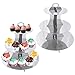 2pcs Supports à Cupcakes pour Anniversaire, Support à Gâteau en Carton à 3 Niveaux, Tour D'affichage de Support à Gâteau pour Porte-Fruits à Dessert thé Après-Midi, Service Fête de Mariage (Argent)