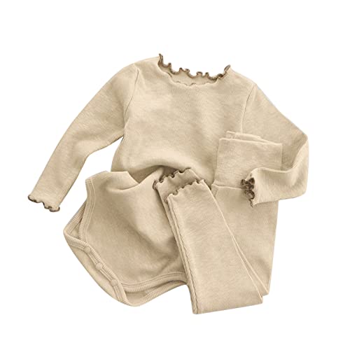 Conjunto de presentes para bebês recém-nascidos para meninas meninos outono algodão sólido manga lon