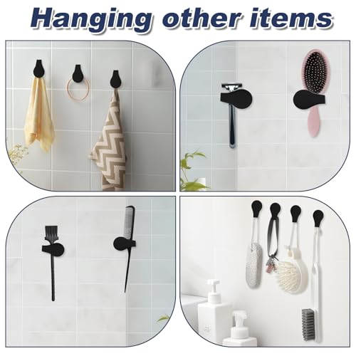 BOXOB 3stk Magnetische Duschvorhang-Clips aus Silikon, Duschvorhang-Magnete Selbstklebend Winddicht Spritzschutz Gewichtsclip Badezimmerzubehör für Zuhause (Schwarz)