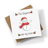 The Vegans Ate My Nose - Tarjeta cuadrada con cita de broma divertida de muñeco de nieve, vegano, Navidad, saludos personalizados/en blanco, tarjeta blanca de papel kraft (mensaje en blanco Prime)
