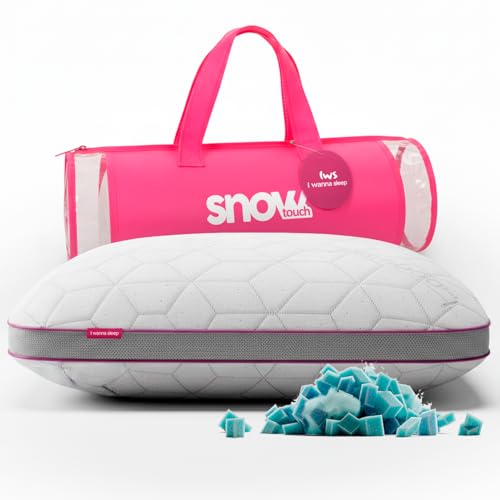 Travesseiro Ajustável - I wanna sleep - Snow®, flocos de espuma removíveis para controle da altura, ideal para dores na coluna, altura perfeita, alívio de pressão, tecido em bambu respirável