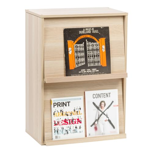 Iris Ohyama, mobiliario, biblioteca, estante de almacenamiento, 2 puertas plegables, diseño, sólido, moderno, multi-uso, escritorio, habitación, salón - Flap Rack Chr - 2 - Marron Clair