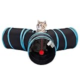 Tempcore Pet Cat Tunnel Tube Cat Toys 3 Way Collapsible, Cat Tunnels for Indoor Cats，Kitty Tunnel Bored Cat Pet Toys Peek Hole Toy Ball Cat, Puppy, Kitty, Kitten, Rabbit