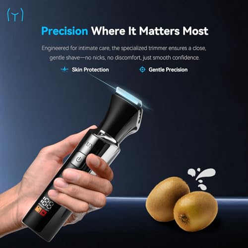 Image of Back Shaver for Men, 4-in-1 LED Display Electric Groin Hair Trimmer | Type-C, Safety Lock, IPX7 Wet /Dry Clippers, Rechargeable with Long Handle, MultiFunctional Back Trimmer for Men,(Cool Silver)
