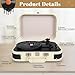 WEY&FLY Vintage Suitcase Record Player, 3-Speed Portable Bluetooth Turntable with Built-in Speakers, for 7/10/12